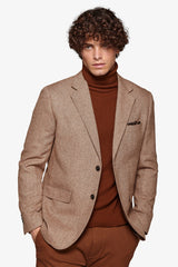 Camel herringbone flannel jacket