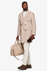 Beige double-breasted cavalry coat