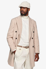 Beige double-breasted cavalry coat