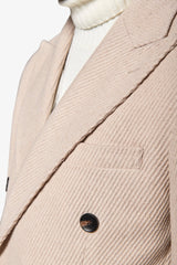 Beige double-breasted cavalry coat