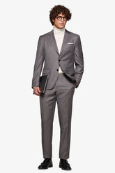 Gray pinstripe patterned suit jacket