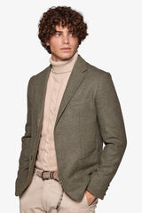 Green melange flannel jacket