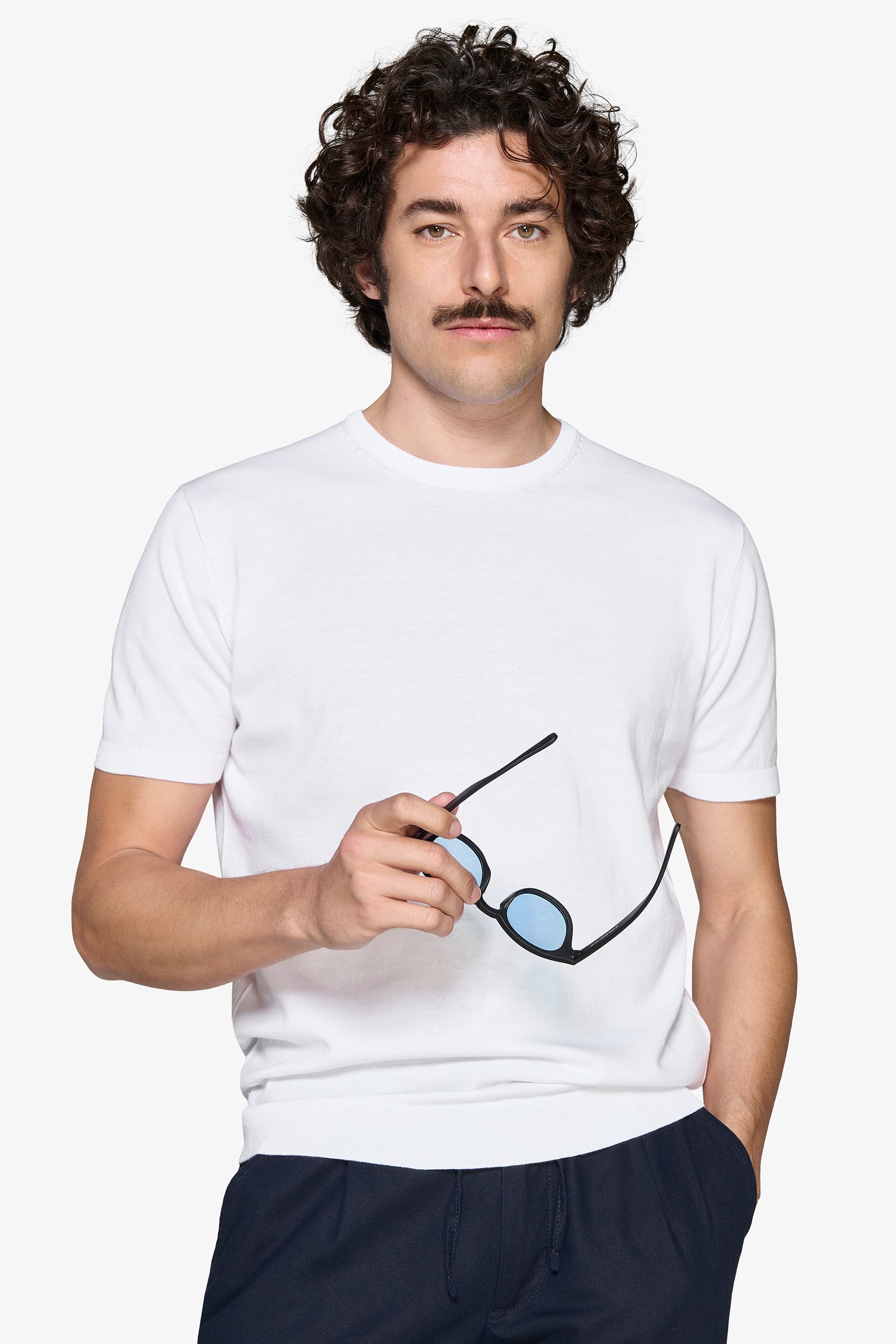 T-shirt in maglia basic in cotone bianca-Dan John