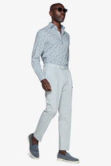 Linen blend shirt with air force flower print