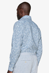 Linen blend shirt with air force flower print
