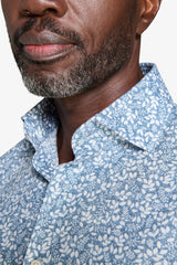 Linen blend shirt with air force flower print