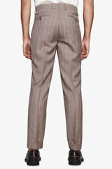 Pantaloni misto lino gessati tortora-Dan John