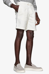 Cream woven Bermuda shorts