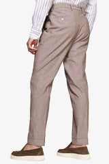Dove grey flamed linen blend trousers