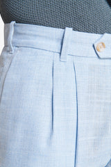 Linen blend Bermuda shorts with light blue pleats