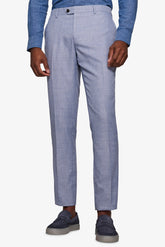 Slim light blue slub suit trousers