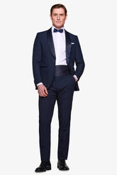 Blue shawl lapel tuxedo suit