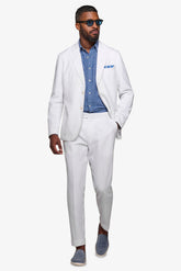 White linen blend suit jacket