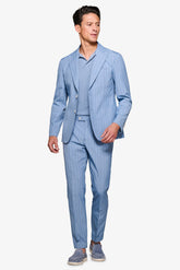 Light blue melange pinstripe suit jacket
