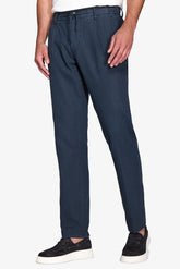 Navy linen blend trousers