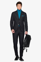 Black melange twill suit jacket