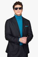 Black melange twill suit jacket