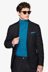 Black melange twill suit jacket