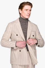 Cord pinstripe double-breasted suit jacket