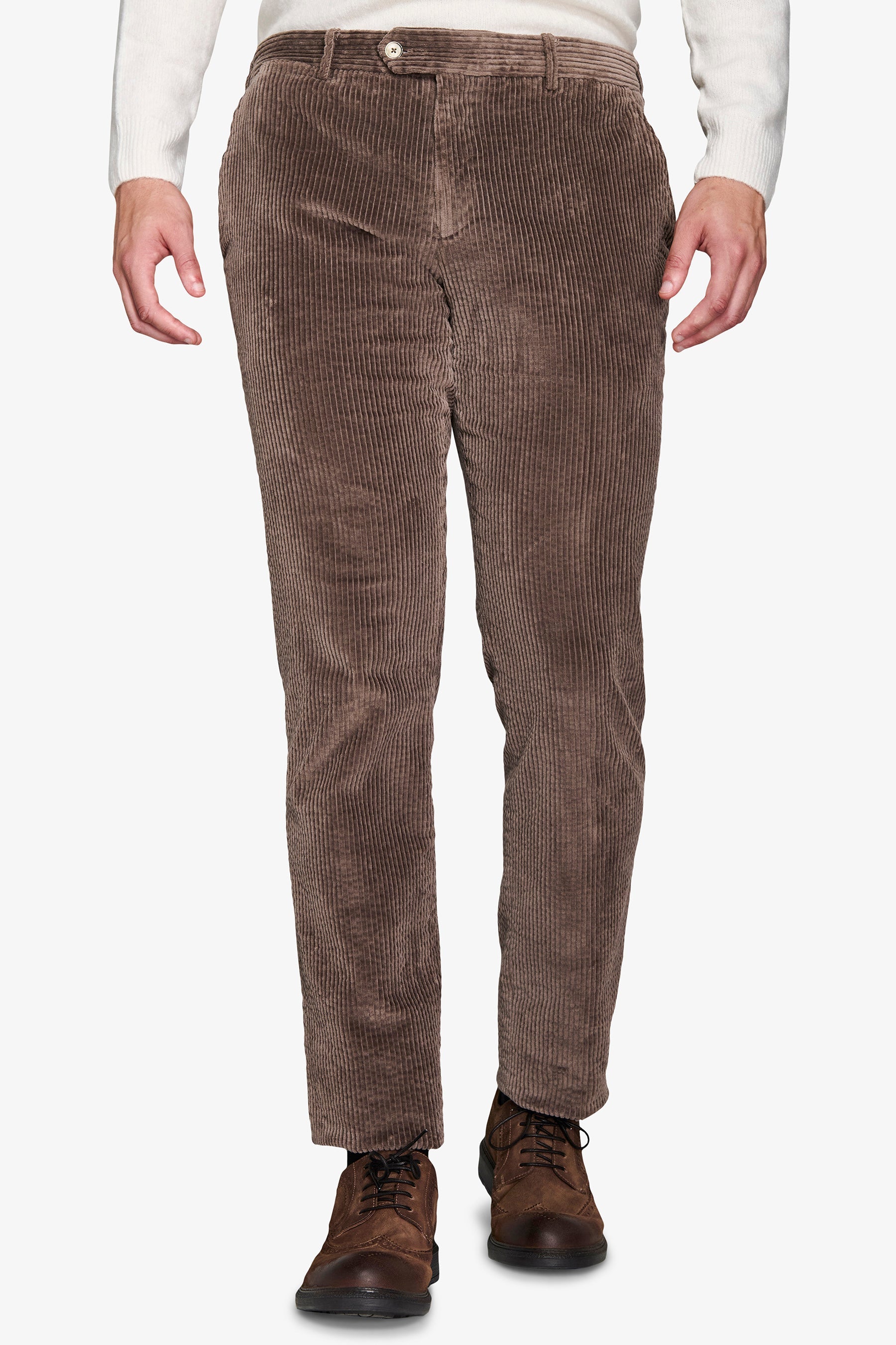 Pantaloni da abito in velluto tortora-Dan John