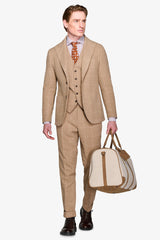 Camel wool blend windowpane suit jacket
