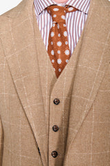 Camel wool blend windowpane suit jacket
