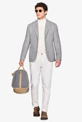 Medium gray wool blend houndstooth jacket