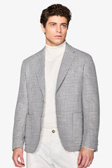 Medium gray wool blend houndstooth jacket