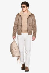 Dove gray sheepskin aviator jacket