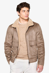 Dove gray sheepskin aviator jacket