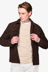 Dark brown shirt collar jacket
