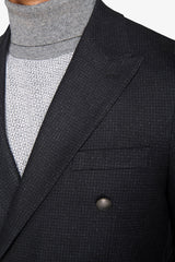 Giacca doppiopetto micro quadro nero-Dan John