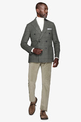 Double-breasted jacket with green windows