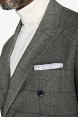 Double-breasted jacket with green windows