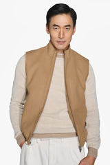 Camel full zip vest