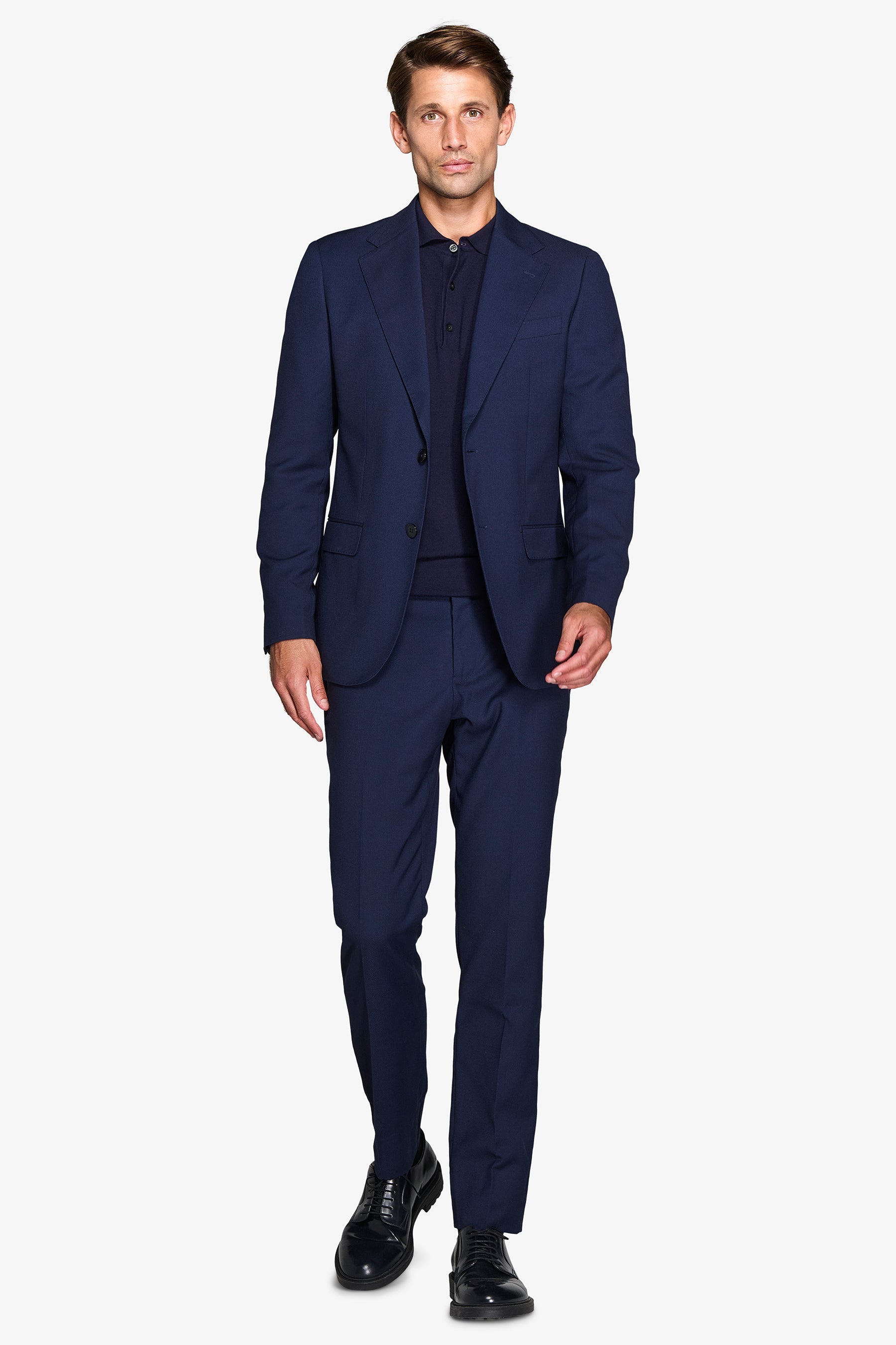 Giacca da abito armaturata blu slim-Dan John