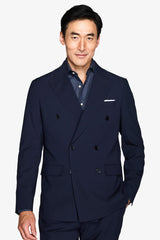 Blue double-breasted suit jacket