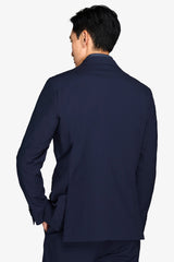 Blue double-breasted suit jacket
