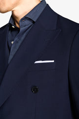 Blue double-breasted suit jacket