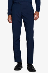 Slim blue pinpoint weave suit trousers