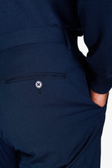 Pantaloni da abito trama punto a spillo blu slim-Dan John