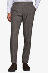 Prince of Wales dove gray wool blend suit trousers