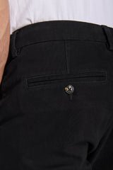 Black gabardine chino trousers