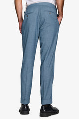 Flannel trousers with light blue pleats