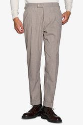 Flannel trousers with dove gray pleats