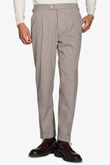 Flannel trousers with dove gray pleats