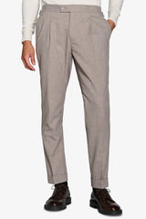 Flannel trousers with dove gray pleats