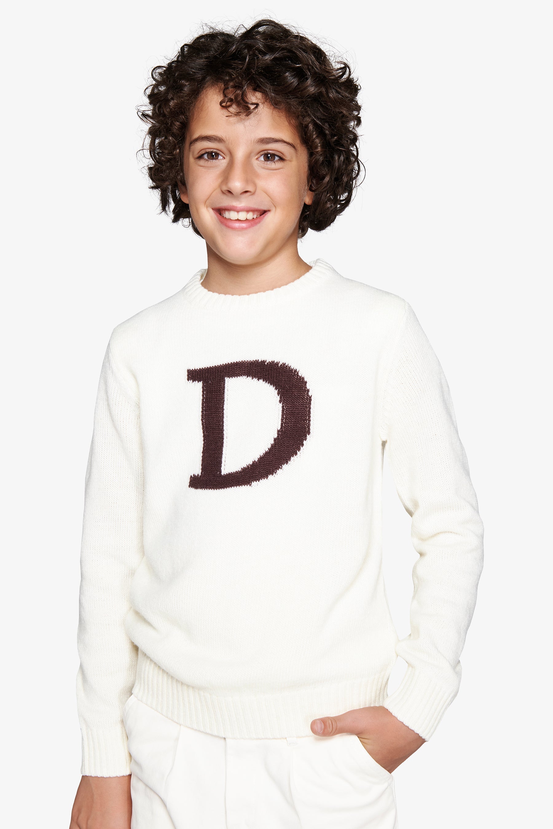 Maglia girocollo logo panna Kids-Dan John