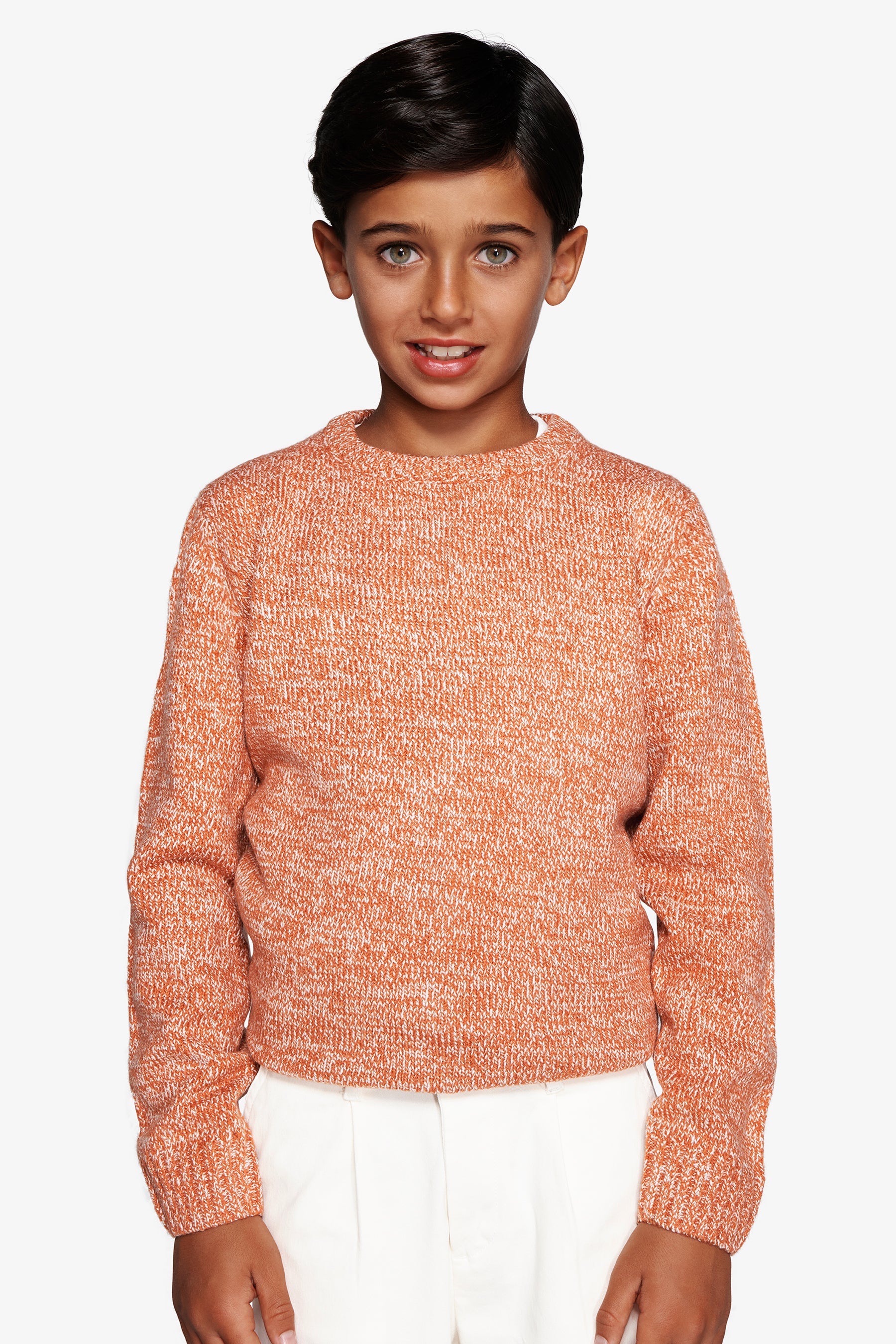 Maglia girocollo mouline' arancio Kids-Dan John