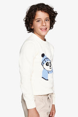 Maglia girocollo jacquard panna Kids-Dan John